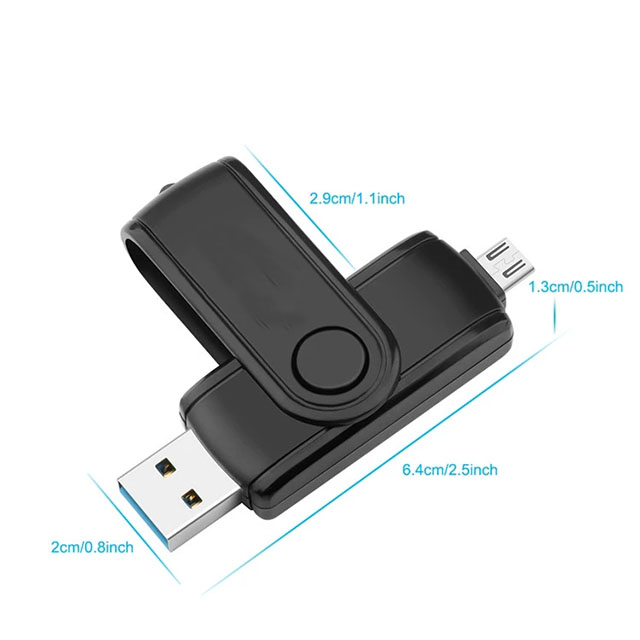  Portable usb3.0 micro usb sd otg card reader with support charging