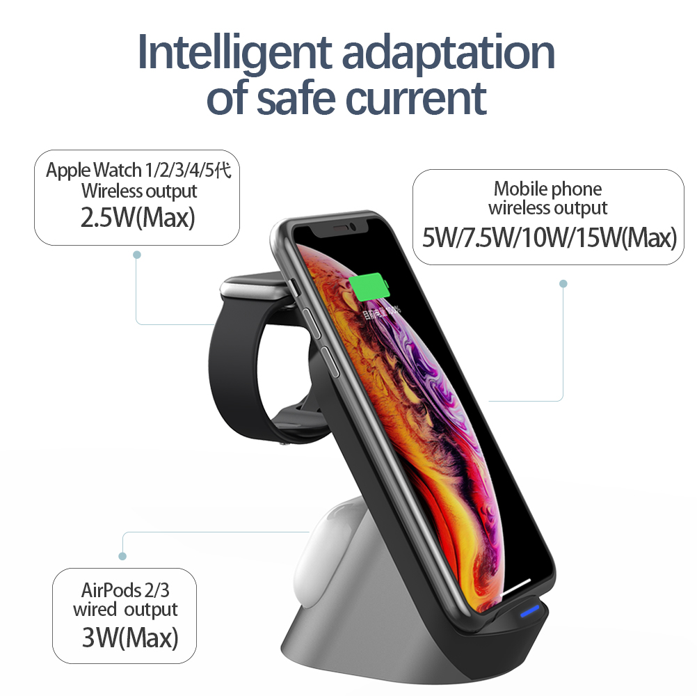 New Design Smartphone Headset Watch Magnetic Fast Charger 15w Desktop Dock Stand Wireless Charger