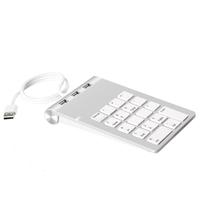 Aluminum Finish USB Numeric Keypad with USB Hub Combo