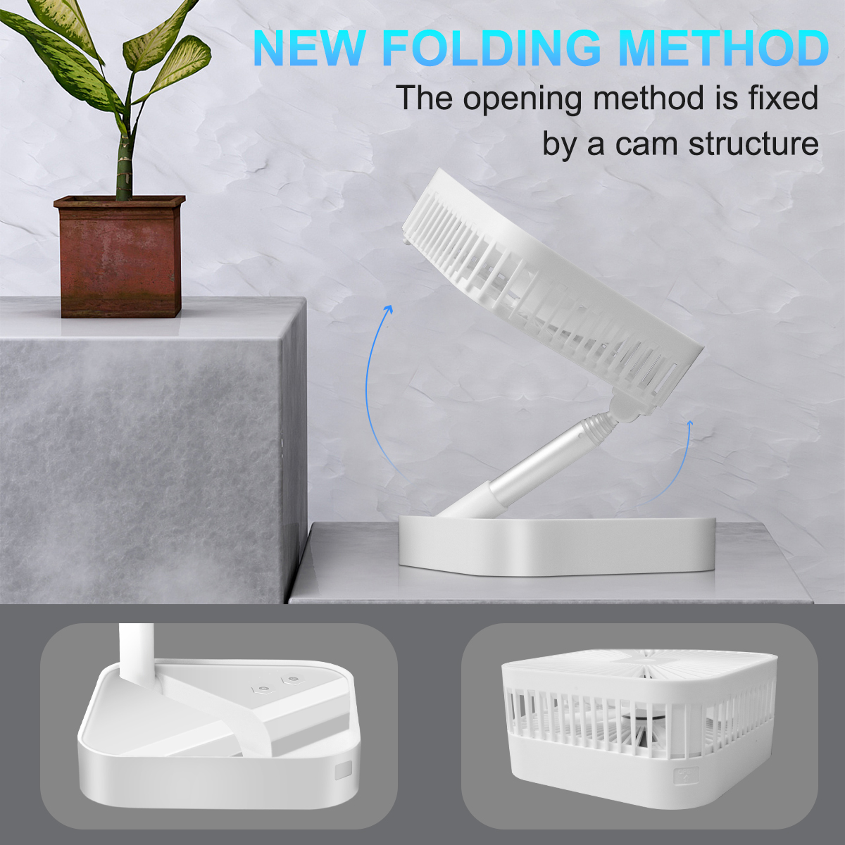 The New Listing Smart Personal Usb Portable Desktop Mini Stand Potable Cooling Rechargeable Foldable Table Fan