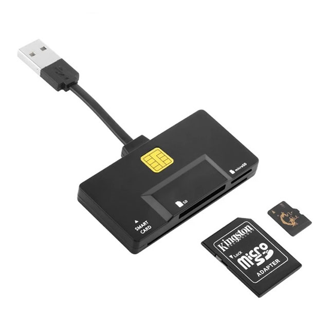 Multi funtion smart memory card reader with SIM card adapter