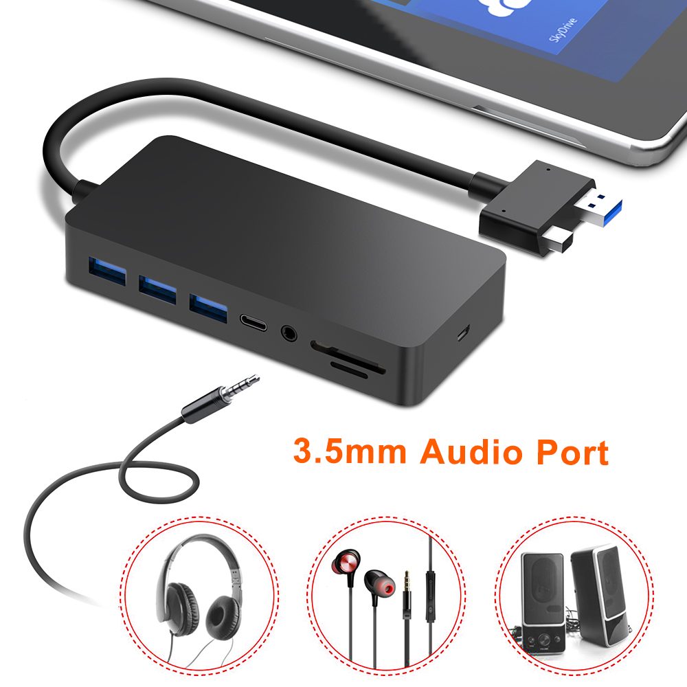 USB C 4K HDMI VGA 3xUSB 3.0 USB 2.0 SD&TF Card Slot Combo Dock Only for Surface Pro 4/5/6 12 in 1 Surface Pro Dock for Surface Pro 4/5/6 Docking Station Double Display Gigabit Ethernet Audio 