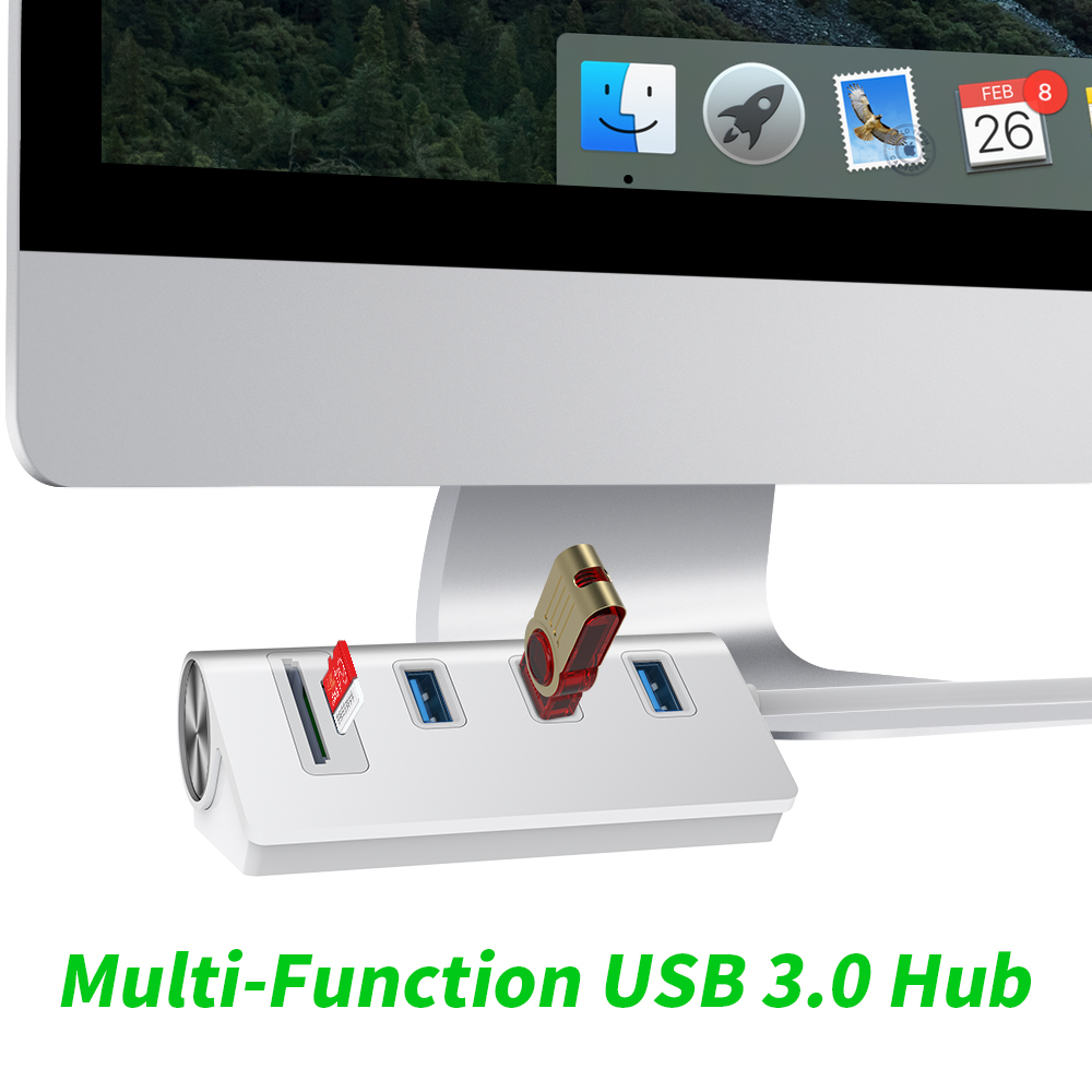 Multifunction USB 3.0 HUB SD TF Card Reader for Macbook Aluminum USB 3.0 3-port Hub with SD TF Card Reader Combo for Laptops iMac MacBook MacBook Pro